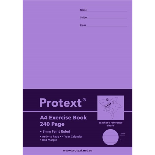 PROTEXT EXERCISE BOOK A4 240pg 8mm Ruled